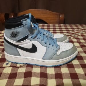 Nike Jordan 1 Retro High OG Youth Size 6.5 - Light Blue, White, Black